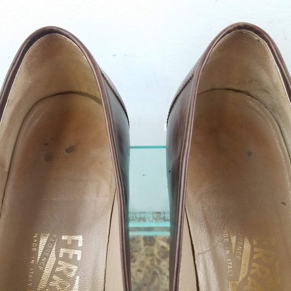 Salvatore Ferragamo Brown Leather Italy Pumps 8.5B - Picture 6 of 8